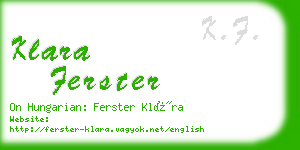 klara ferster business card